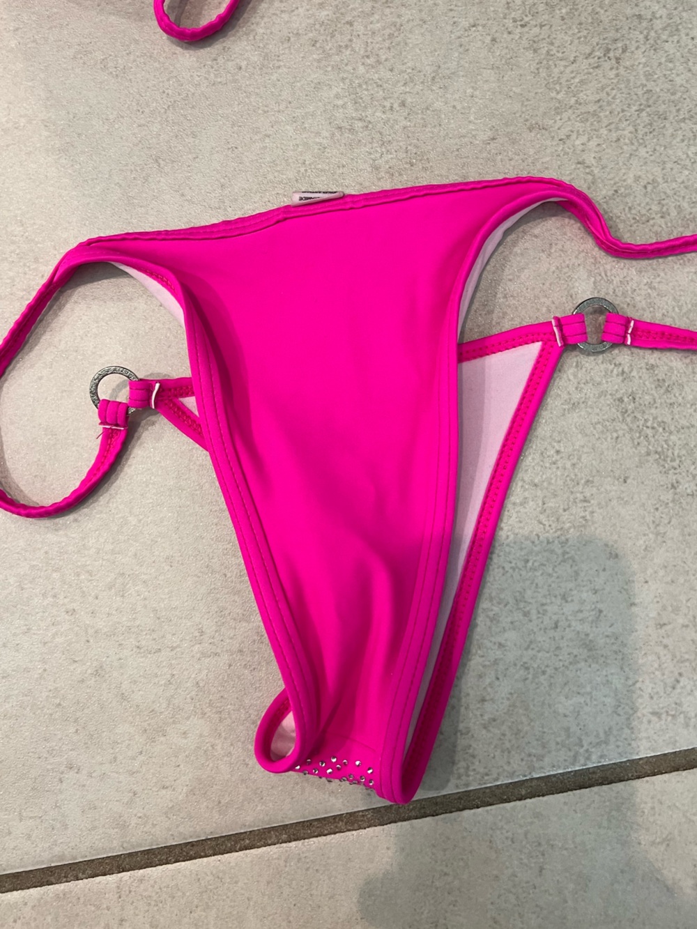 Amazon Hot Pink Rhinestone Triangle Bikini Set - Picture 4 of 6